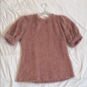 Fuzzy Pink Short Sleeve Top